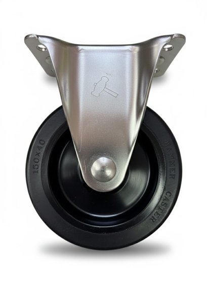 ลูกล้อยางดำ6นิ้วแป้นตาย STL ขาสแตนเลส คุณภาพสูง รับน้ำหนัก 190-285 กก. รุ่น 320SR-RU150 ตรา Hammer